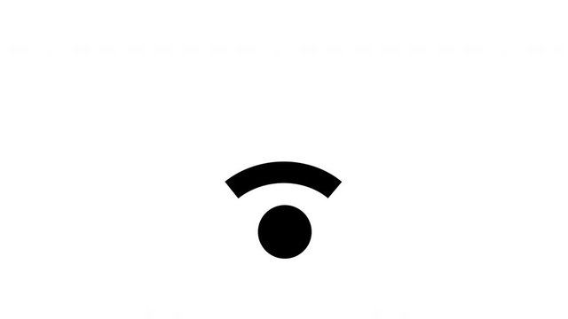 Icon connection to the wifi point with a changing level of signal. Loop, alpha channel.