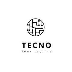 logo style line art template design technology for company tech