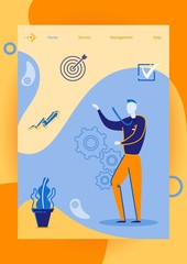 Target Marketing Flat Cartoon Vector Illustration. Manager in Siut. Goal Achievement, Customers Targeting Website Design. Objective, Goal, Aim Accomplishment. Success at Work. Tick Done.