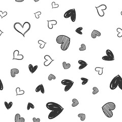 Heart doodles seamless pattern. Hand drawn hearts texture.