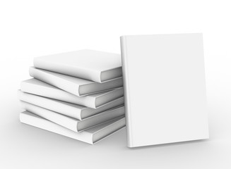 template empty book mockup set white background , 3d rendering