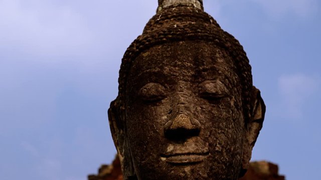 The head of a Buddha image in the Ayutthaya period, b-roll video shot