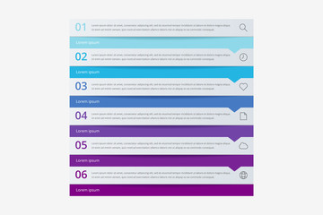 Modern vector abstract infographic with 6 steps or processes elements and marketing icons. Business concept timeline.
