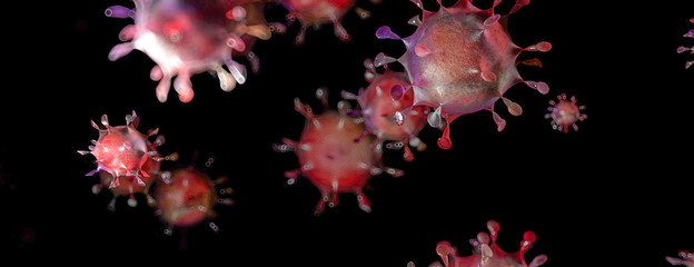 Coronavirus 2019-nCov novel coronavirus concept resposible for asian flu outbreak and coronaviruses influenza as dangerous flu strain cases as a pandemic. Microscope virus close up. 3d rendering