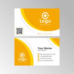 Simple fresh clean business card with yellow color design, professional name card template vector