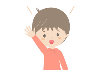 Boy raising hand
