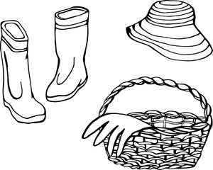 Gardening3-03 Vector hand drawn gardening set isolated on white background. Elements for design, packaging, fabric.