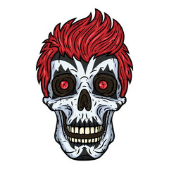 Skull. Clown skull isoleted in white background.