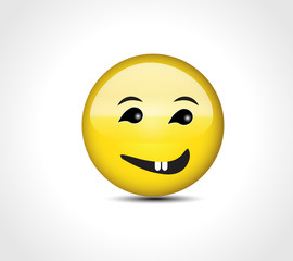 Happy face smiling emoticon button vector image