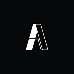  Minimal elegant monogram art logo. Outstanding professional trendy awesome artistic A AA initial based Alphabet icon logo. Premium Business logo White color on black background