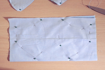 layout of face protective mask handmade from fabric