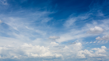 Naklejka na ściany i meble dramatic cloud moving above blue sky, cloudy day weather background