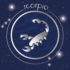 Obraz na płótnie Canvas scorpio zodiac sign silver seal