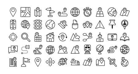 bundle of map line icons