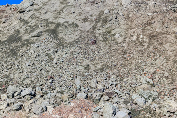 Close-up of a slag heap of iron ore quarry