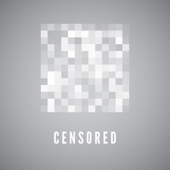 Censorship gray mosaic. Censored data. Pixels blur area. Private content. Vector illustration