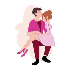 Cute groom and bride vector design 