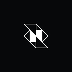  Minimal elegant monogram art logo. Outstanding professional trendy awesome artistic ZN NZ initial based Alphabet icon logo. Premium Business logo White color on black background