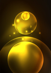 Glowing neon shiny transparent bubbles, glass circles or bio cell concept. Techno futuristic vector abstract background For Wallpaper, Banner, Background, Card, Book Illustration, landing page