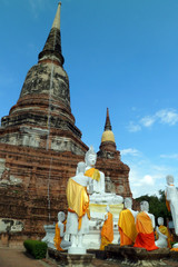 Fototapeta na wymiar Ayutthaya, Thailand - 14th September 2014 : Scenery of Wat Yai Chai Mongkhon, Ayutthaya