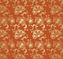 wedding card design, paisley floral pattern , India	