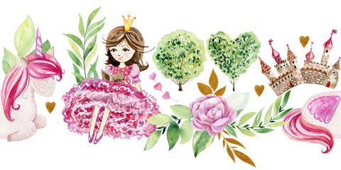 Watercolor seamless border. © Tapilipa
