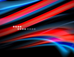 Silk smooth lines on black, liquid fluid color waves. Vector Illustration