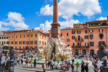Fountain of Four Rivers on Navona square, Rome, Italy