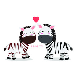 Obraz na płótnie Canvas cute zebra couple fall in love