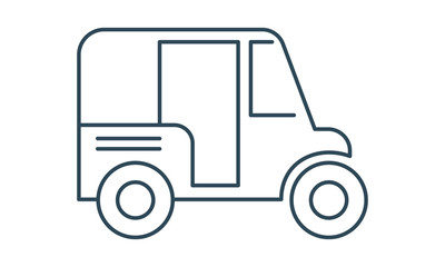  Auto rickshaw glyph icon. Tuk tuk. Silhouette symbol. Negative space. Vector isolated illustration
