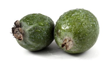 Wet feijoa fruits