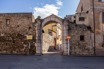 View of Port'Arsa near the Roman Theater, ancient Roman building in Benevento next to the church of Santa Maria della Verit&agrave;