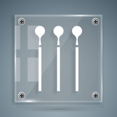 White Matches icon isolated on grey background. Square glass panels. Vector Illustration