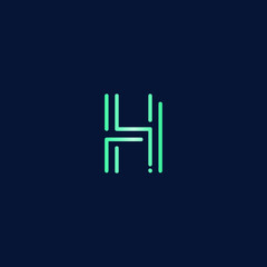 Abstract letter H tech logo design. Minimal emblem design template. 