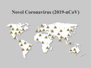Obraz premium Novel coronavirus COVID-19 on world map. Spread of the virus on the planet.