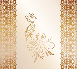 Vector illustration of a Golden mehndi pattern, a set of floral and animal elements based on traditional Asian ornaments. Paisley Mehndi Tattoo collection Doodles
