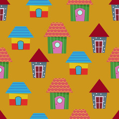 Seamless pattern cute house
