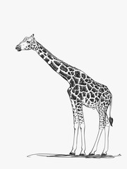 Giraffe vector sketch, Hand drawn illustration