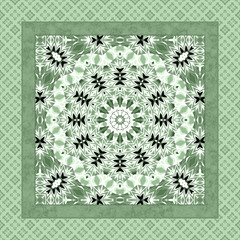 Seamless square mandala circle bandana pattern