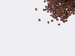 roasted coffee beans on white background
