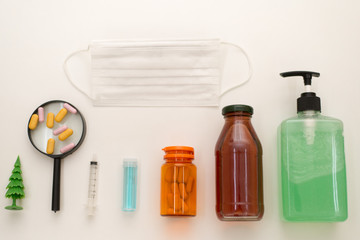 Top view or accessory for office staff with a mask