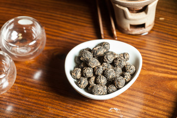 chinese tea accessories on the table