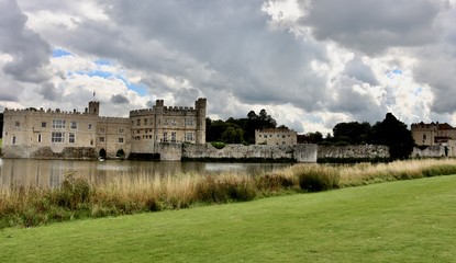 Fototapeta na wymiar Leeds Castle, England. It is built on islands in a lake formed by the River Len to the east of the village of Leeds.