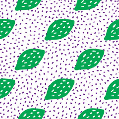 Funny citrus fruits wallpaper. Green lemon seamless pattern in doodle style.