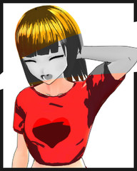 Anime Girl Cartoon Character Japanese Girl with Comic Effect with a smile and Background it's Anime Manga Girl from Japan
