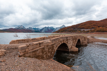 Riaño reservoir, water, Leon, Spain.