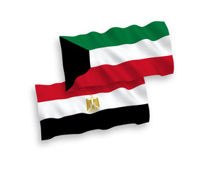 Flags of Egypt and Kuwait on a white background