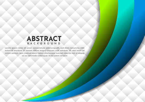 Abstract blue and green line curve gradient layer overlapping background with copy space for text.