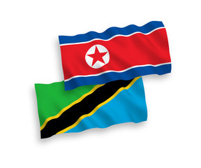Flags of North Korea and Tanzania on a white background