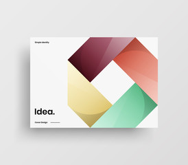 Creative business presentation vector A4 horizontal orientation front page mock up. Modern corporate report cover abstract geometric illustration design layout. Company identity brochure template.